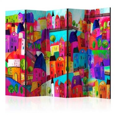 5-section divider - Rainbow-hued town II [Room Dividers]