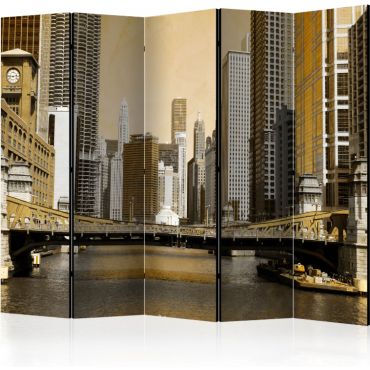 Διαχωριστικό με 5 τμήματα - Chicago's bridge (vintage effect) II [Room Dividers]