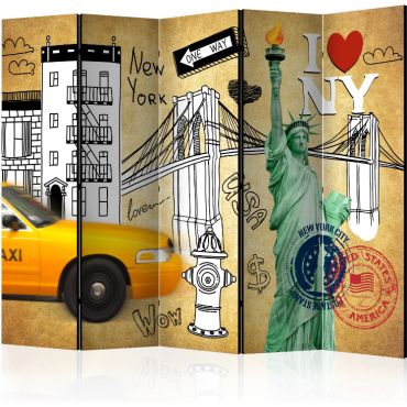 5-part divider - One way - New York II [Room Dividers]