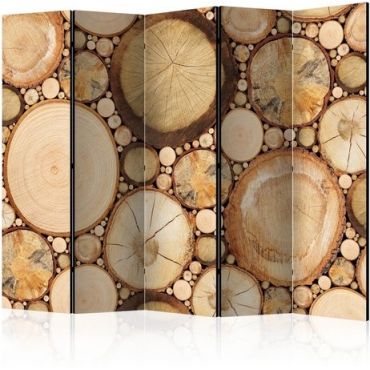 Διαχωριστικό με 5 τμήματα - Wood grains II [Room Dividers]