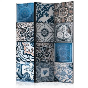 3-part divider - Blue Arabesque [Room Dividers]