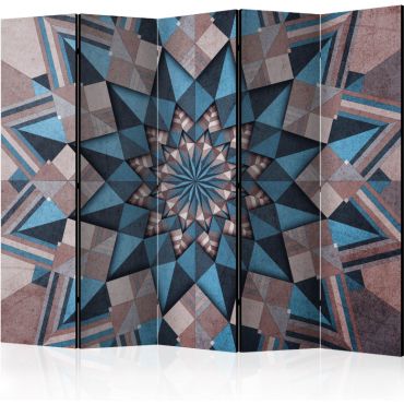 Διαχωριστικό με 5 τμήματα - Star Mandala (Brown and Blue) II [Room Dividers]