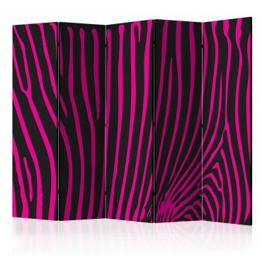 Διαχωριστικό με 5 τμήματα - Zebra pattern (violet) II [Room Dividers]
