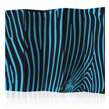 Διαχωριστικό με 5 τμήματα - Zebra pattern (turquoise) II [Room Dividers]