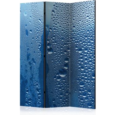Διαχωριστικό με 3 τμήματα - Water drops on blue glass [Room Dividers]