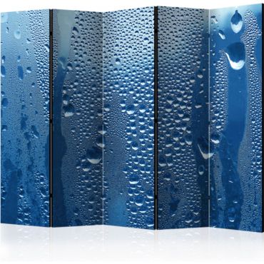 Διαχωριστικό με 5 τμήματα - Water drops on blue glass II [Room Dividers]