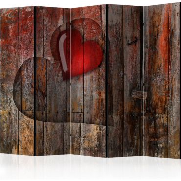 Διαχωριστικό με 5 τμήματα - Heart on wooden background II [Room Dividers]