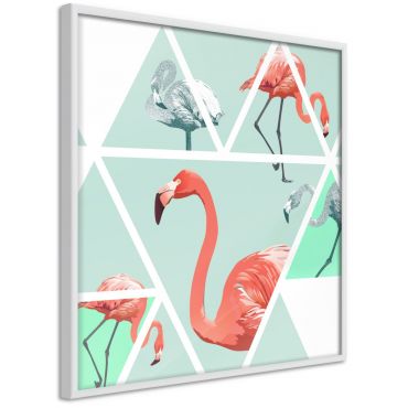Αφίσα - Tropical Mosaic with Flamingos (Square)