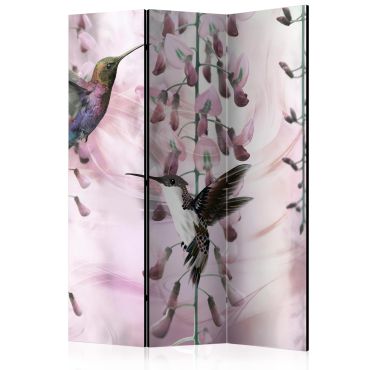 Διαχωριστικό με 3 τμήματα - Flying Hummingbirds (Pink) [Room Dividers]