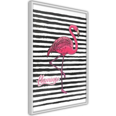 Αφίσα - Flamingo on Striped Background