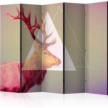Διαχωριστικό με 5 τμήματα - deer (graphic pattern) II [Room Dividers]