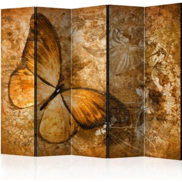 Διαχωριστικό με 5 τμήματα - butterfly (sepia) II [Room Dividers]