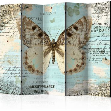 Διαχωριστικό με 5 τμήματα - Postcard with butterfly II [Room Dividers]