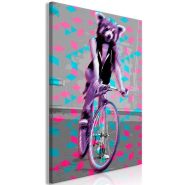 Πίνακας - Raccoon On The Bike (1 Part) Vertical