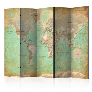Διαχωριστικό με 5 τμήματα - Turquoise World Map  [Room Dividers] 225x172