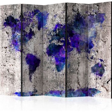 Διαχωριστικό με 5 τμήματα - World Map: Ink Blots II [Room Dividers]