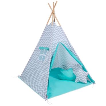 Kids tent Baby Adventure Teepee Grey Wave Mint