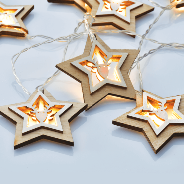 Led λαμπάκια σε σειρά Wooden Star Reindeer Head