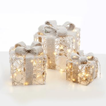 Σετ rattan gift box natural burlap bow