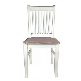 Καρέκλα με μαξιλάρι-Καφέ-Λευκό