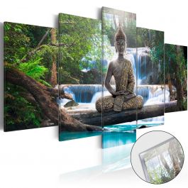 Πίνακας σε ακρυλικό γυαλί - Buddha and Waterfall [Glass]