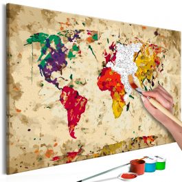 Πίνακας για να τον ζωγραφίζεις - World Map (Colour Splashes) 60x40