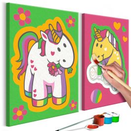Πίνακας για να τον ζωγραφίζεις - Unicorns (Green & Pink) 33x23
