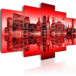 Canvas Print - Red glow over New York - 5 pieces
