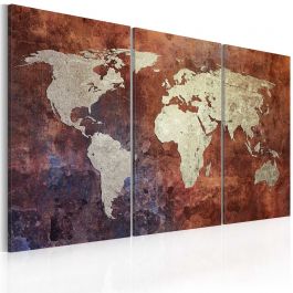 Canvas Print - Rusty map of the World - triptych