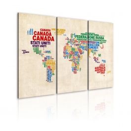 Canvas Print - Italian names of countries in vivid colors - triptych