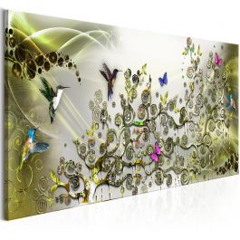 Canvas Print - Hummingbirds Dance (1 Part) Green Narrow