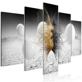 Canvas Print - Woven Faces (5 Parts) Wide Golden
