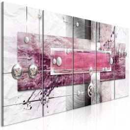 Canvas Print - Mysterious Mechanism (5 Parts) Narrow Pink