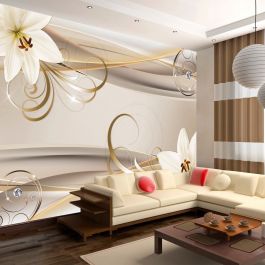 Self-adhesive photo wallpaper - Lilies and The Gold Spirals
