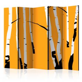 Διαχωριστικό με 5 τμήματα - Birches on the orange background II [Room Dividers]