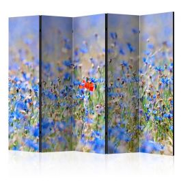Διαχωριστικό με 5 τμήματα - A sky-colored meadow - cornflowers II [Room Dividers]