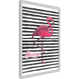 Αφίσα - Flamingo on Striped Background