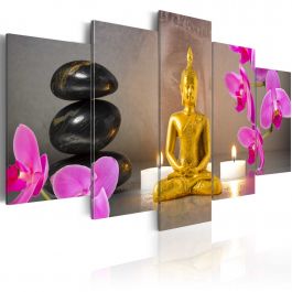 Πίνακας - Golden Buddha and orchids