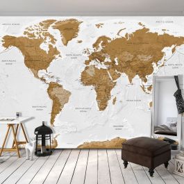 Self-adhesive photo wallpaper - World Map: White Oceans