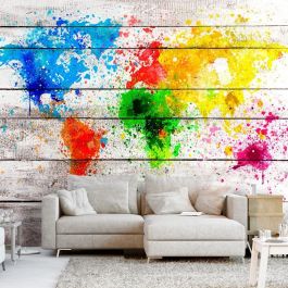 Self-adhesive photo wallpaper - World Map: Colorful Blot