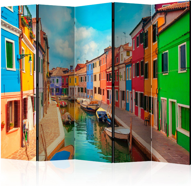 Διαχωριστικό με 5 τμήματα – Colorful Canal in Burano II [Room Dividers]