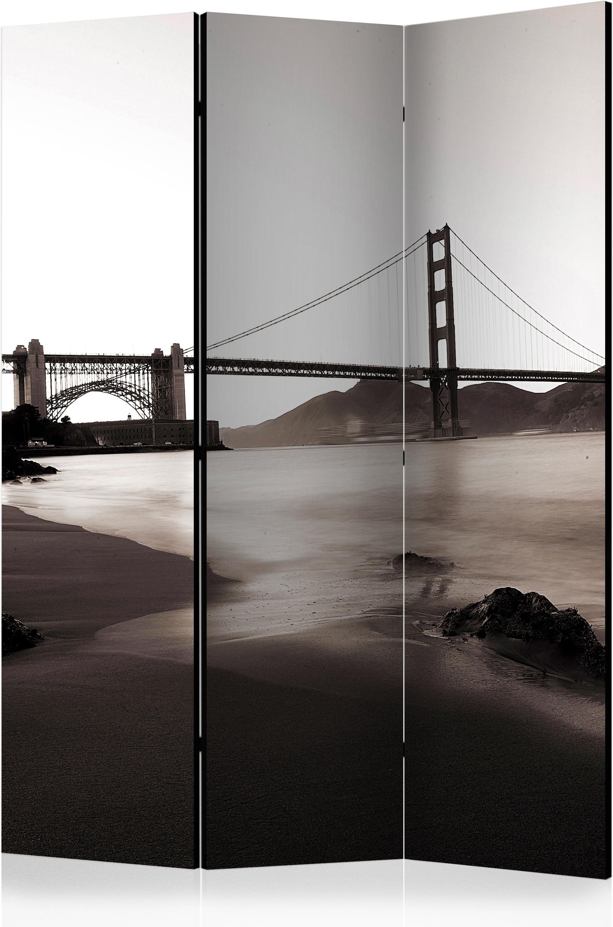 Διαχωριστικό με 3 τμήματα – San Francisco: Golden Gate Bridge in black and white [Room Dividers]