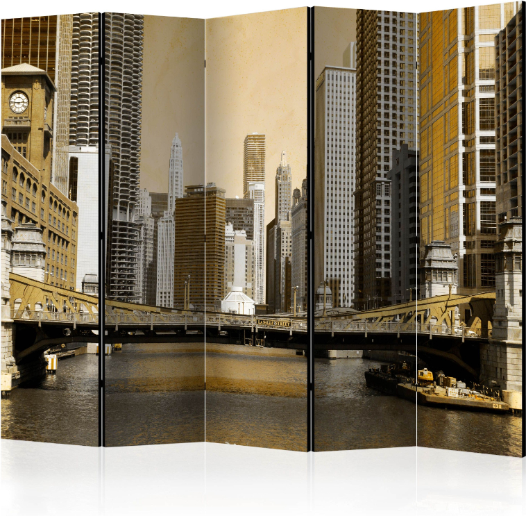 Διαχωριστικό με 5 τμήματα – Chicago’s bridge (vintage effect) II [Room Dividers]