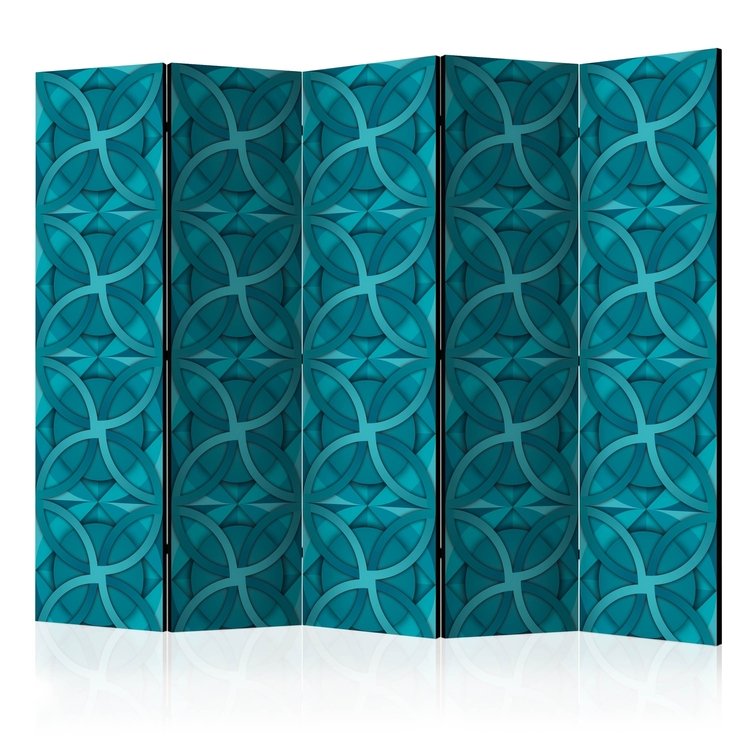 PoliHome Διαχωριστικό με 5 τμήματα - Geometric Turquoise II [Room Dividers]