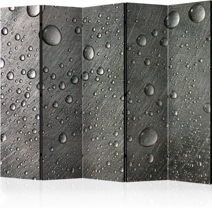 Διαχωριστικό με 5 τμήματα – Steel surface with water drops II [Room Dividers]