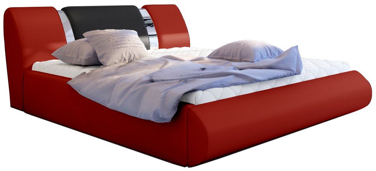 PoliHome Επενδεδυμένο κρεβάτι Julius-140 x 200-Kokkino-Mauro