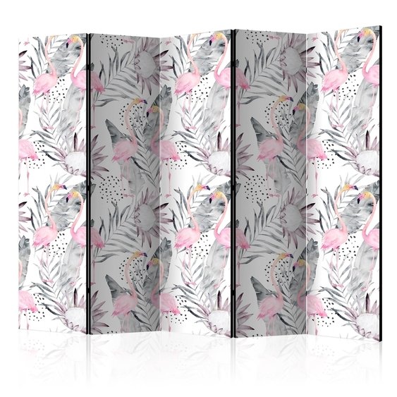 PoliHome Διαχωριστικό με 5 τμήματα - Flamingos and Twigs II [Room Dividers]