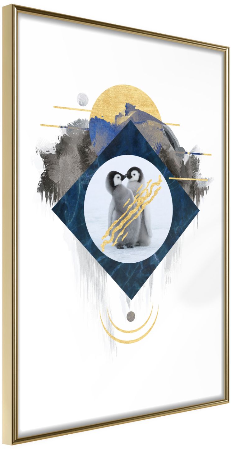 PoliHome Αφίσα - Little Penguins - 20x30 - Χρυσό - Χωρίς πασπαρτού