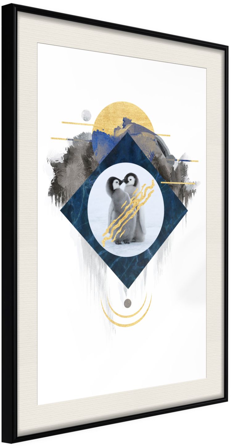 PoliHome Αφίσα - Little Penguins - 30x45 - Μαύρο - Με πασπαρτού
