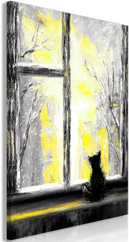 Πίνακας - Longing Kitty (1 Part) Vertical Yellow - 40x60 161292729
